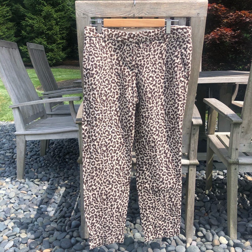 J. CREW Cafe Stretch Leopard Printed Pants Sz. 6
